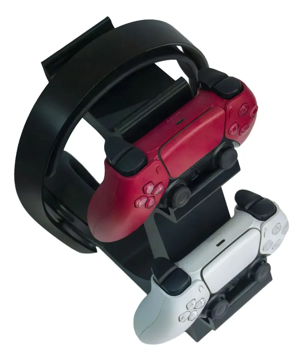 base estación soporte gamer para auricular y 2 joystick base estación soporte gamer para auricular y 2 joystick