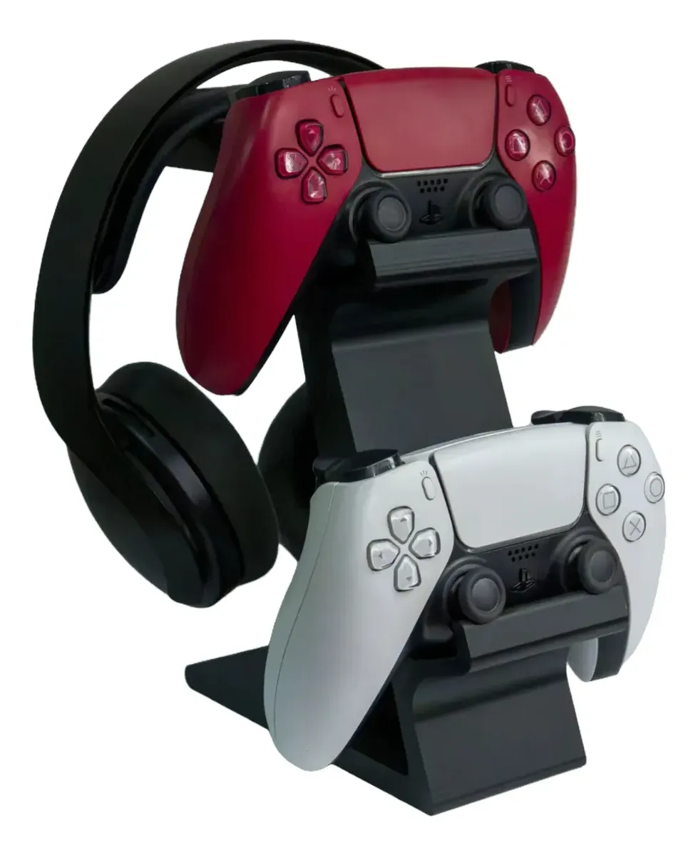base estación soporte gamer para auricular y 2 joystick base estación soporte gamer para auricular y 2 joystick